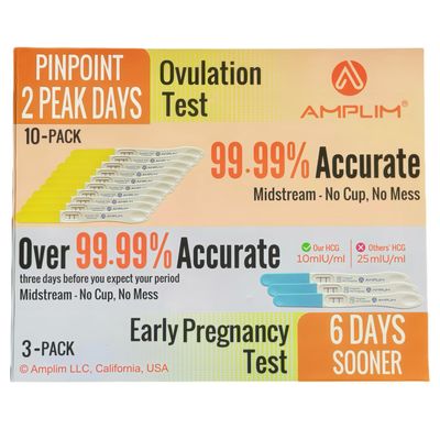 Amplim Midstream Pregnancy Test and Ovulation Tests Kit, Bulk Early Detection HCG & LH Sticks, 99.99% Accurate at Home Predictor 6 Days Early Result, Extra Sensitive Fertility Tracker for Women