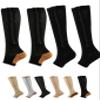 Aofur Zipper Compression Socks for Women & Men Circulation Calf Knee High 15-20mmHg Open Toe Compression Stocking suit for Circulation Support (BlackBrown(2Pairs), XXL) view 1