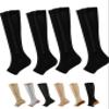 Aofur Zipper Compression Socks for Women & Men Circulation Calf Knee High 15-20mmHg Open Toe Compression Stocking suit for Circulation Support (Black(2Pairs), S/M) view 1