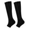 Aofur Zipper Compression Socks for Women & Men Circulation Calf Knee High 15-20mmHg Open Toe Compression Stocking suit for Circulation Support (Black(2Pairs), S/M) view 2
