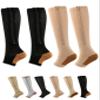 Aofur Zipper Compression Socks for Women & Men Circulation Calf Knee High 15-20mmHg Open Toe Compression Stocking suit for Circulation Support (BeigeBrown(2Pairs), XXL) view 1