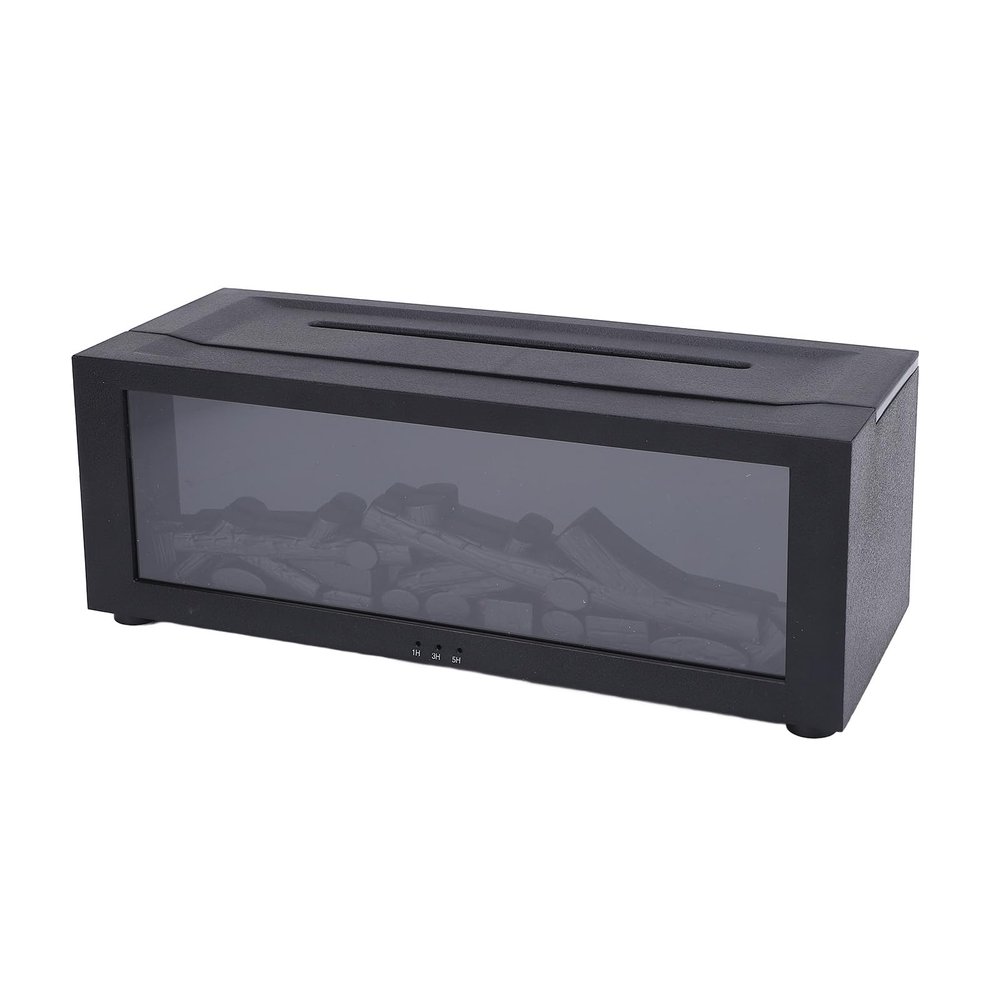 3D Fireplace Diffuser, Aromatherapy Diffuser for Home ABS Timer Quiet Bedroom Simulation Aromatherapy Diffuser Desktop 3D Flame Fireplace Humidifier Ambient (Black)