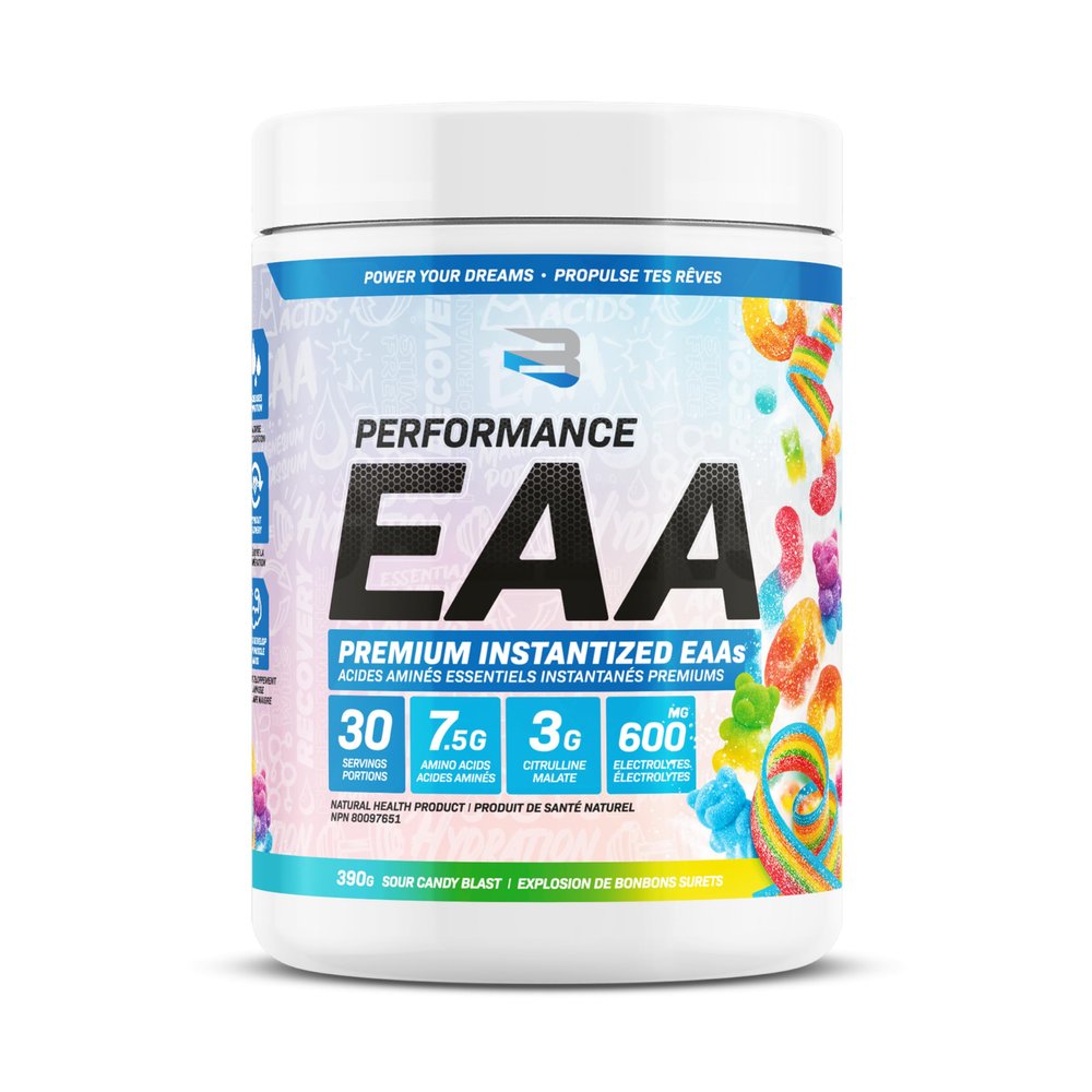 Believe Supplements Performance EAA | Essential Amino Acids, L-Citrulline Malate, Electrolytes | Boost Muscle Recovery, Performance & Hydration | 30 Servings (Sour Candy Blast)