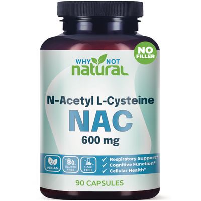 NAC Supplement 600 mg, N-Acetyl Cysteine Capsules, Pure N-Acetylcysteine, No Filler