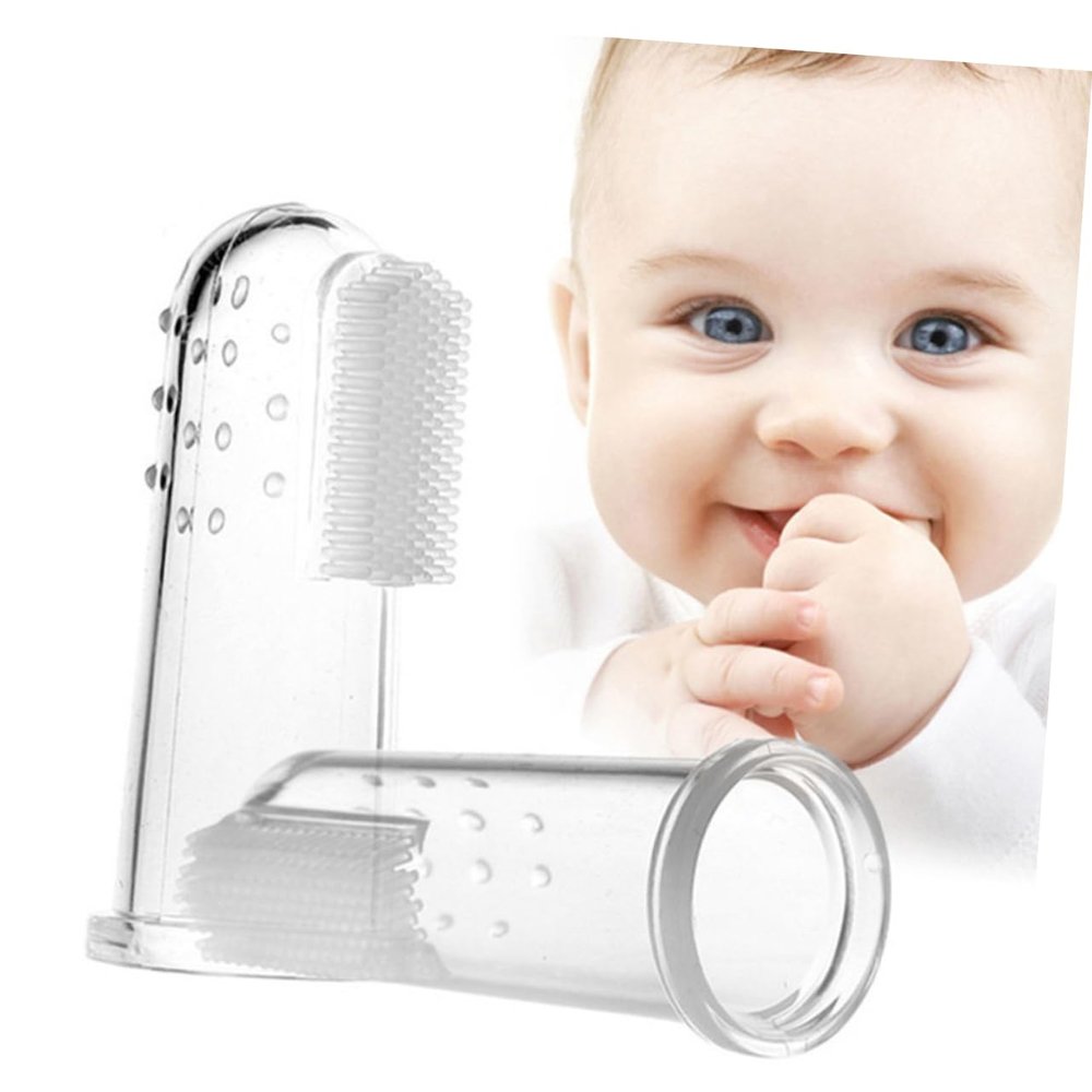 Healeved 2pcs Boy Girl Finger Toothbrush Oral for Gentle Teething Gum for Easy Use Safe for Newborn Teeth Cleaning