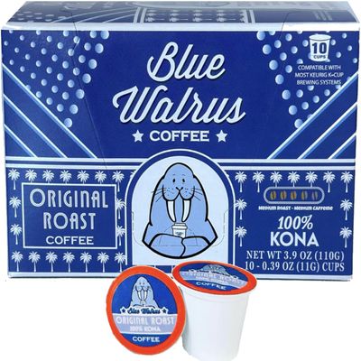 100% Kona Coffee Single Serve Pods - Medium Roast - Gourmet Premium Coffee - 10 K-Cup Single Serve Pods