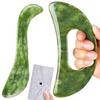 CekPo 2 PCS Jade Stone Gua Sha Massage Tool, Large Guasha Muscle Scraper Tools Set with Handle Muscle Scraping Massage Tools S Shaped Anti Cellulite Spa Acupuncture Tools for Lymphatic Drainage view 1