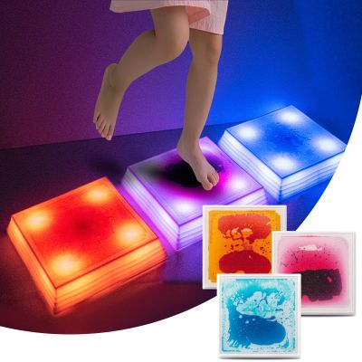Art3d 1212 Inch Sensory Interactive Liquid Motion Tiles for Toddlers Kids & Adult - Touch Sensitive 7 Color Changing Flooring Tile for Home Dcor, Indoor & Outdoor Activities, 3-Pack