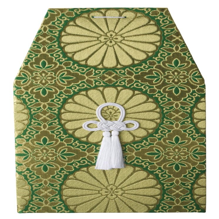 Coarse Covering, Brocade Cover, Green [for 7 inch Urns] | Buddhist Altar Supplies, Hand Memorial Urn