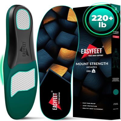 220+ lbs Plantar Fasciitis High Arch Support Insoles Men Women - Flat Feet Orthotic Inserts Standing All Day - Work Boot Shoe Insoles - Shoe Sole Flat Foot Heavy Men