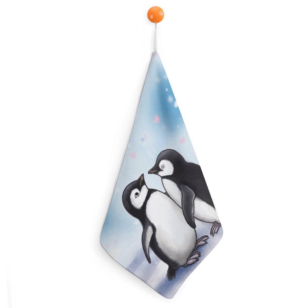 GHBNK I Love Penguins Hand Towels for Kitchen Bathroom Highly Absorbent Terry Towel Hanging Dish Towels Soft Cotton Fast Drying Towels