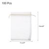 MECCANIXITY 100pcs Organza Bags 4x6 Inch Drawstring Favor Pouches Sheer Mesh Bag for Gift Jewelry Wedding Party Christmas Candy Cream White view 2