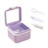 UYVEIS Portable Denture Cups for Soaking Dentures Drain Basket Cleaning Brush, Denture Bath Case Hotel Retainer Bath Universal Leak Proof(Purple) view 1