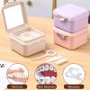 UYVEIS Portable Denture Cups for Soaking Dentures Drain Basket Cleaning Brush, Denture Bath Case Hotel Retainer Bath Universal Leak Proof(Purple) view 4