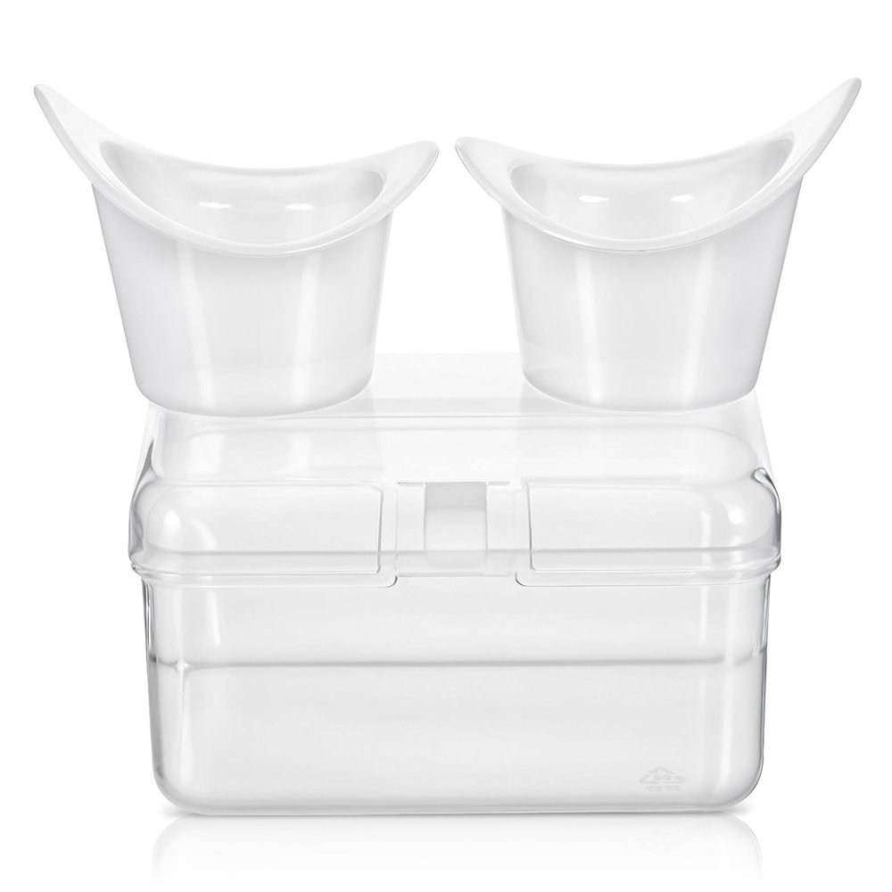 Gjinxi Eye Wash Cups, 2Pcs Reusable Silicone for Eye Wash Eye RinseKit with Clear Storage Container, Portable Eye Flush Kit for Eye Care, for Quick Relief Tired Eyes Cleaning Eye Dust
