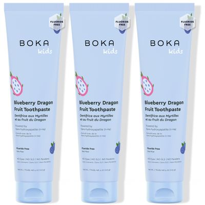 Boka Fluoride Free Toothpaste Nano Hydroxyapatite Toothpaste - Blueberry Dragon Fruit Flavor, 4 oz 3Pk