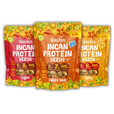 Brass Roots Organic Incan Protein Seeds - 10 oz - Spicy Bundle, High Protein, School Safe, Nut Free, High Omega 3, Supports Gut Health, Good Source of Fiber, Shark Tank
