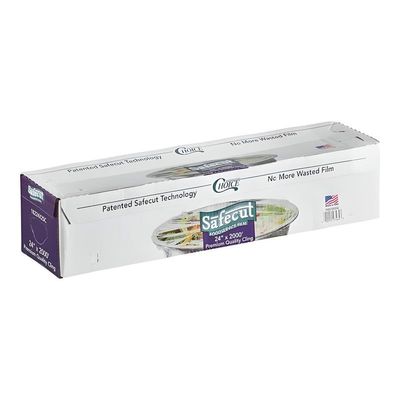 OCS Parts 24-Inch x 2000-Feet Large Roll Food Service Cling Film | Commercial Clear Plastic Food Wrapping Film with Safecut Slide Cutter