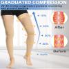 Ailaka Medical Compression Stockings for Women Men, Thigh High Footless 20-30mmHg Graduated Compression Socks with Silicone Band for Varicose Veins, Edema, Post-Surgery view 2
