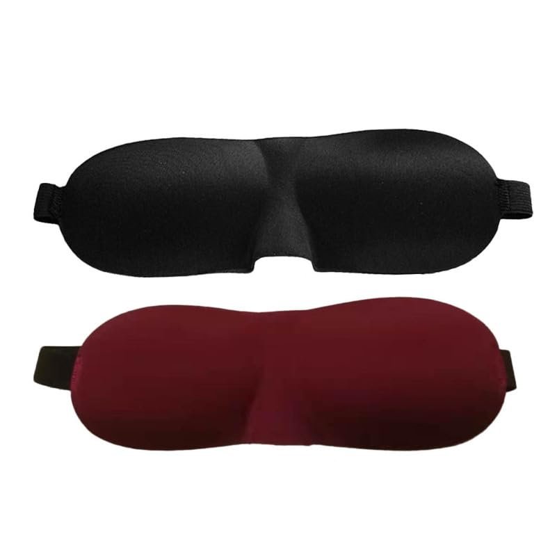 3D Contoured Sleep Mask Adjustable Lightweight Eye Mask for Sleeping Travel and Naps Breathable Comfortable Night Blindfold with Soft Strap Set of 2