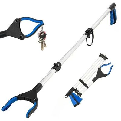 43" Grabber Reacher Tool, Foldable Reacher Grabber Pickup Tool with 360 Rotating Jaw & Magnets, Extra Long Trash Picker Upper Grabber, Lightweight Grabbers for Seniors (Blue)