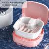 UYVEIS Denture Cup with Lid Denture Case for Full Dentures, Large Capacity Multifunctional Retainer Bath with Drain Basket Portable(Black) view 3