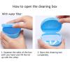 UYVEIS 2 Pcs Denture Cups for Soaking Dentures Invisible Braces Storage, Denture Case Office, Retainer Bath with Drain Basket(Light Blue) view 2
