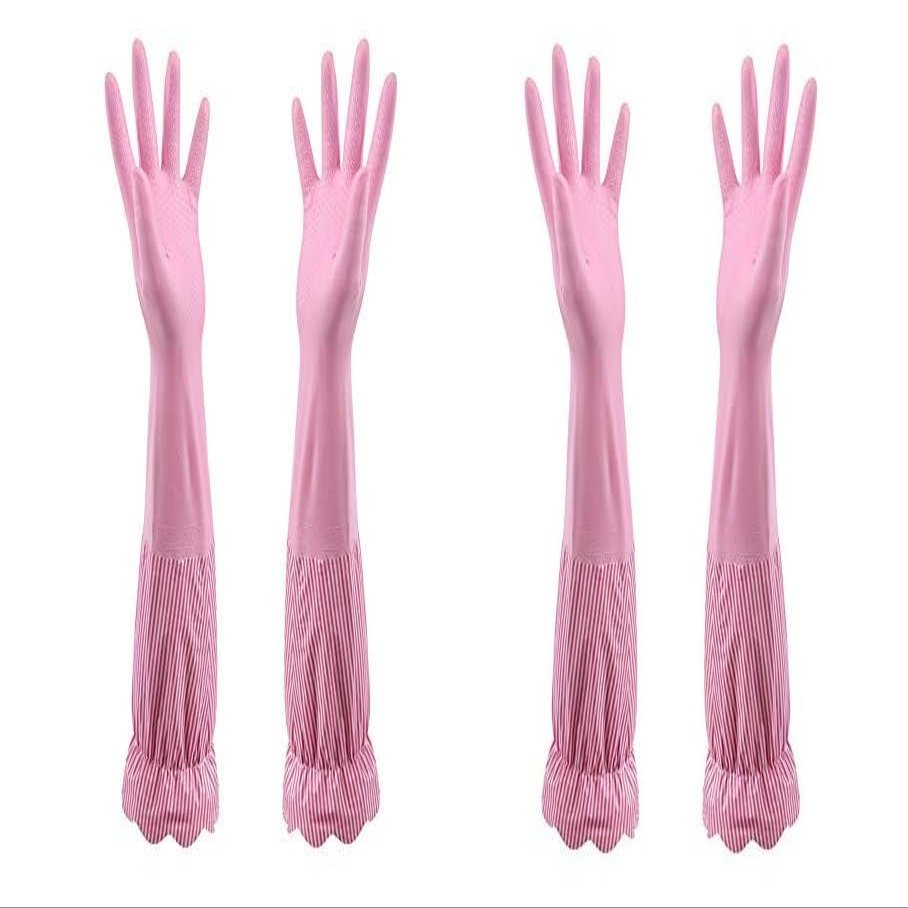 EOPZO Reusable Long Elbow Hand Gloves,Safety Kitchen for Dish-Washing, Cleaning, Gardening, Laundry multipupose usable gloves (PINK)