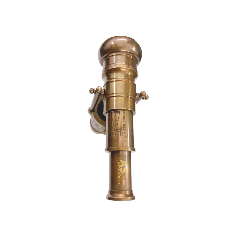 AS Brass Instrument Walking Stick Victorian Cane Handle with Victorian Telescope Compass On Top Spyglass Handle