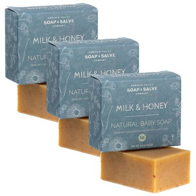Chagrin Valley Soap & Salve Baby Shampoo Baby Soap Bar from Oat, Honey & Goat Milk - Unscented & Moisturizing - For Babies Sensitive Dry Skin & Eczema - 3.5 oz Shampoo Bar & Organic Body Wash