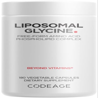 Codeage Liposomal Glycine+ 1,500 mg Free-Form Glycine Supplement with Liposomal Delivery, Amino Acid Support, 2-Month Supply 180 Capsules