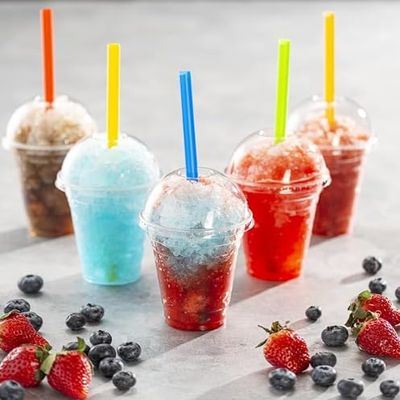 1000 Pack 16OZ Disposable Pet Cold Clear Cups with Dome Lids and Thick Colored Straws Perfect for Smoothies, Iced Coffee, Juices, Cocktails and Soda