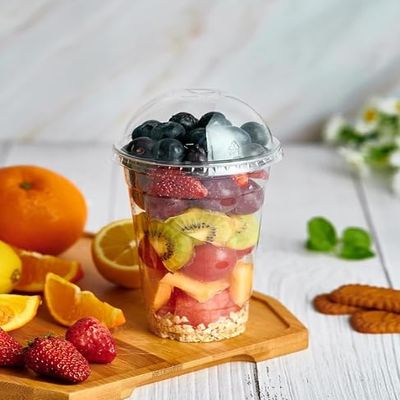 20OZ Disposable Pet Cold Clear Cups With Dome Lids with Straw Slot Perfect for Smoothies, Iced Coffee, Juices, Cocktails and Soda (200)