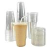 300 Pack 20OZ Disposable Pet Cold Clear Cups With Flat Lids and Wrapped Straws Perfect for Smoothies, Iced Coffee, Juices, Cocktails and Soda view 1