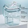 UYVEIS Denture Bath Case with Drain Basket, Portable Travel Denture Cups for Soaking Dentures, Denture Soaking Container Retainer Bath(Orange,C) view 2