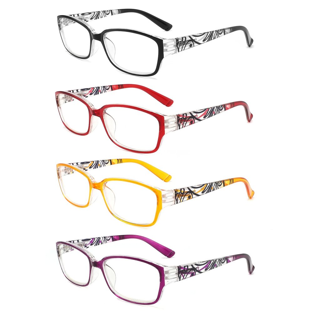 DONGDI Reading Glasses (4 MIX COLOUR, 3, Diopters, Clear)