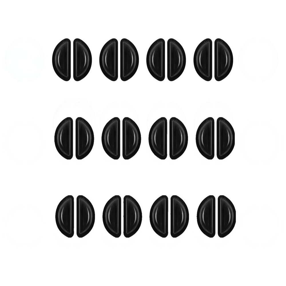 12 Pairs Soft Silicone Adhesive Eyeglass Nose Pads Non Slip with 3.5 Mm/ 0.4 Inch Thickness Air Bag for All Type Full Plastic Frames, Sunglasses, Reading Glasses (Black)