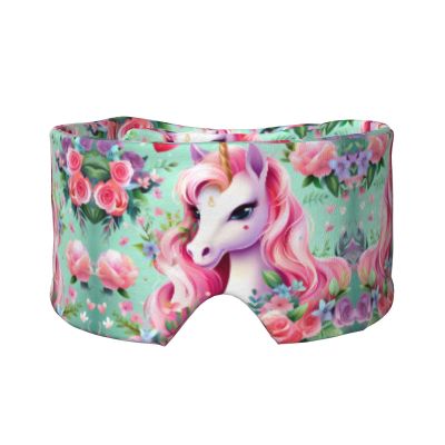 Pink Unicorn Unisex Side Sleeping Headband, Sleeping Eye Mask and Ear Muffs, (26.8 * 4.3 inches), Indoor and Outdoor Travel Yoga Adjustable Comfort Eye and Ear Muffs,