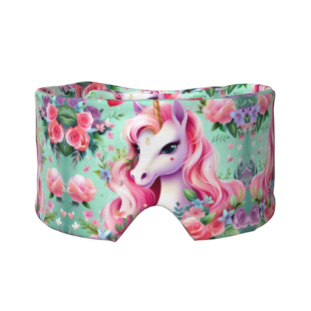 Pink Unicorn Unisex Side Sleeping Headband, Sleeping Eye Mask and Ear Muffs, (26.8 * 4.3 inches), Indoor and Outdoor Travel Yoga Adjustable Comfort Eye and Ear Muffs,