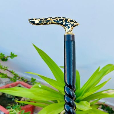 Victorian Flower Leaf Vintage Black Wooden Walking Stick Cane Brass Gift for Men and Women Handmade Design Gift Everyday Use Best Gifts 37 Inch