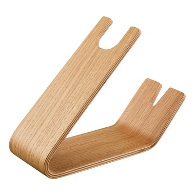 YAMAZAKI Home Rin Hair Dryer & Iron Holder, Hair Tool Organizer for Salon-Quality Blowout, Hairdryer-Flat Iron-Curling Iron Countertop Organizer - Wood