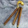 Nautical Brass Gold Antique Cobra Head Walking Stick Cane, Brass Cobra Snake Handle Wood Walking Stick Cane 3 Part Open Stick 2 Finish Wood Stick view 2