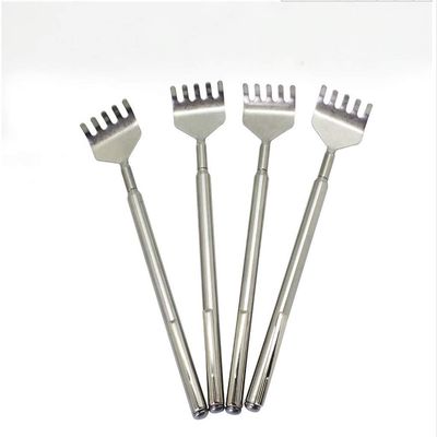 4 Pcs Portable Extendable Telescopic Metal Back Scratchers/Hand Massager/Stainless Steel Extendable Back Scratcher for Thanksgiving, Birthday, Christmas, Easter Valentines Gifts (Silver)