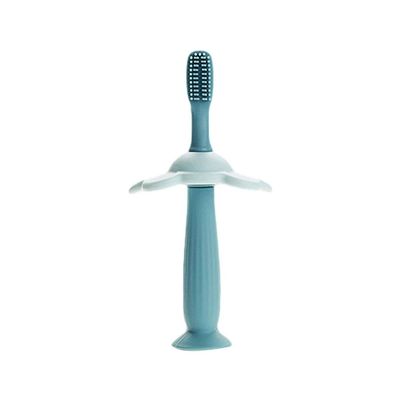 U5GAAALPPQ9 Childrens Toothbrush Silicone Toothbrush Kids Toothbrush Suction Cup Training Toothbrushes with Tongue Cheek Cleaner Ages 1-3 Years Palmolive Kids (Color : Green) (Blue)