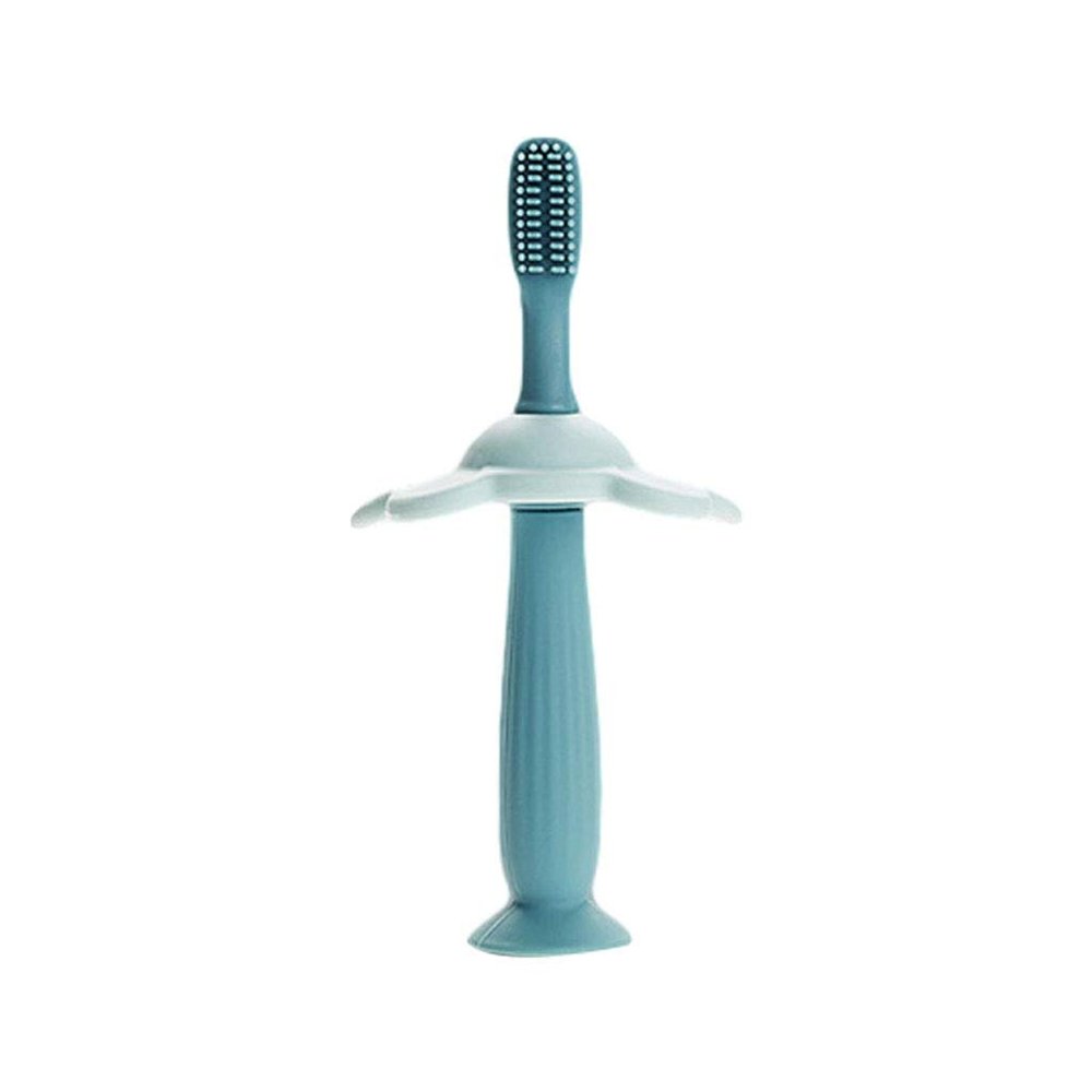 U5GAAALPPQ9 Childrens Toothbrush Silicone Toothbrush Kids Toothbrush Suction Cup Training Toothbrushes with Tongue Cheek Cleaner Ages 1-3 Years Palmolive Kids (Color : Green) (Blue)