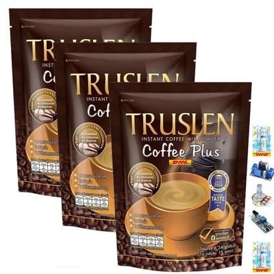 15 Sachets/Pack Truslenn Coffee Plus Intense Delicious Much Mellow Robusta Roasted Fruit Snack (of 3) By Thaigiftshop [Get Free Tomato Facial Mask]