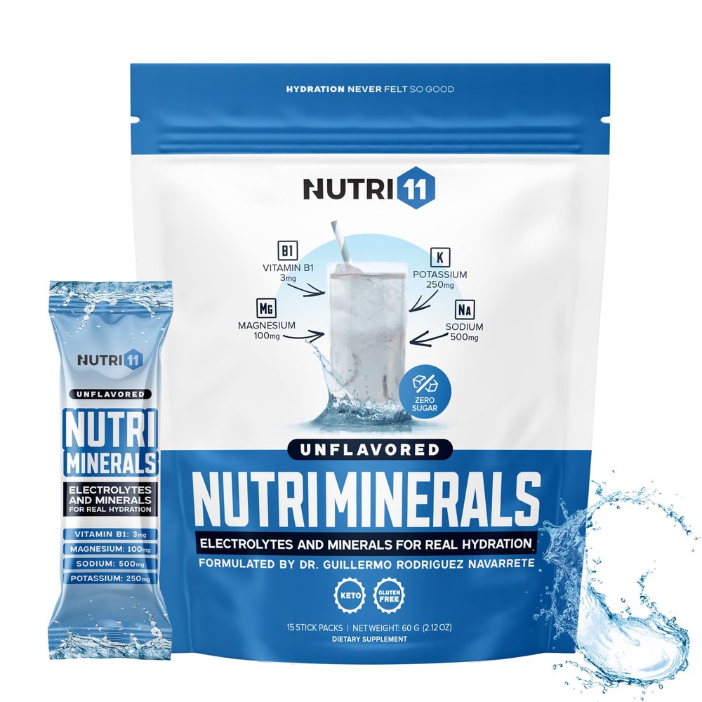 NUTRIMINERALS Hydration Electrolyte Powder Packets Sugar-Free Electrolytes with Vitamin B1 & Pink Himalayan Salt | Sodium, Potassium & Magnesium for Energy, Recovery & Hydration | 15 Stick Packs