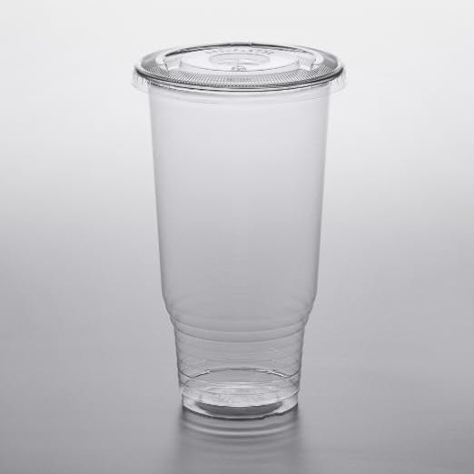 32OZ Disposable Pet Cold Clear Cups and Flat Lids for Straws Perfect for Smoothies, Iced Coffee, Juices, Cocktails and Soda