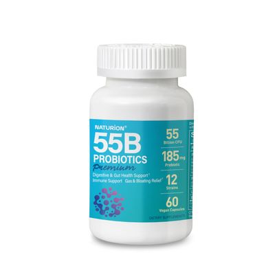 55B Probiotics Premium - 55 Billion CFU, 12 Strains, 185mg Prebiotic - Immune Support, Digestive & Gut Health - Supports Occasional Constipation, Gas & Bloating - 60 Vegan Capsules, 60 Day Supply