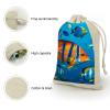 QMNBTES Fishes Drawstring Gift Bags 8PCS Muslin Bags Drawstring Bags Muslin Bags Fabric Gift Bags Small Drawstring Bags Cloth Gift Bags Gift Wrap Bags Drawstring Gift Pouch view 3